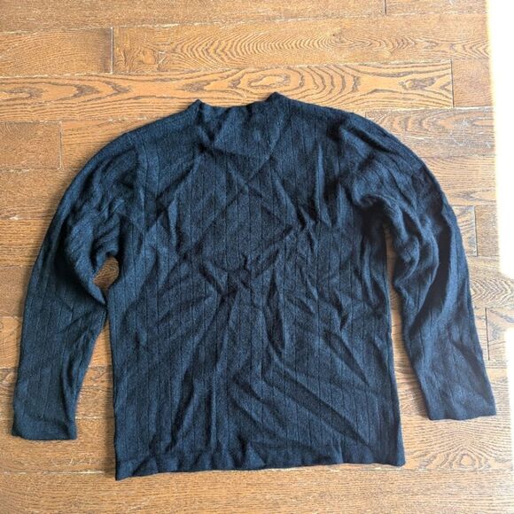 Apt. 9 100% cashmere v-neck black sweater ribbing stripe Men's size Large - Picture 2 of 8